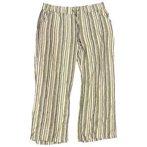 Naturals D&Co Linen Blend Wide Leg Pull-On Striped BOHO Beach Pants XL